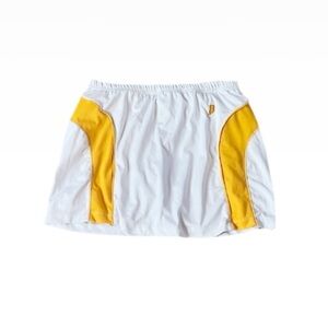 Prince Vintage Athletic Tennis Skort White Yellow Pull On Waist Size Large